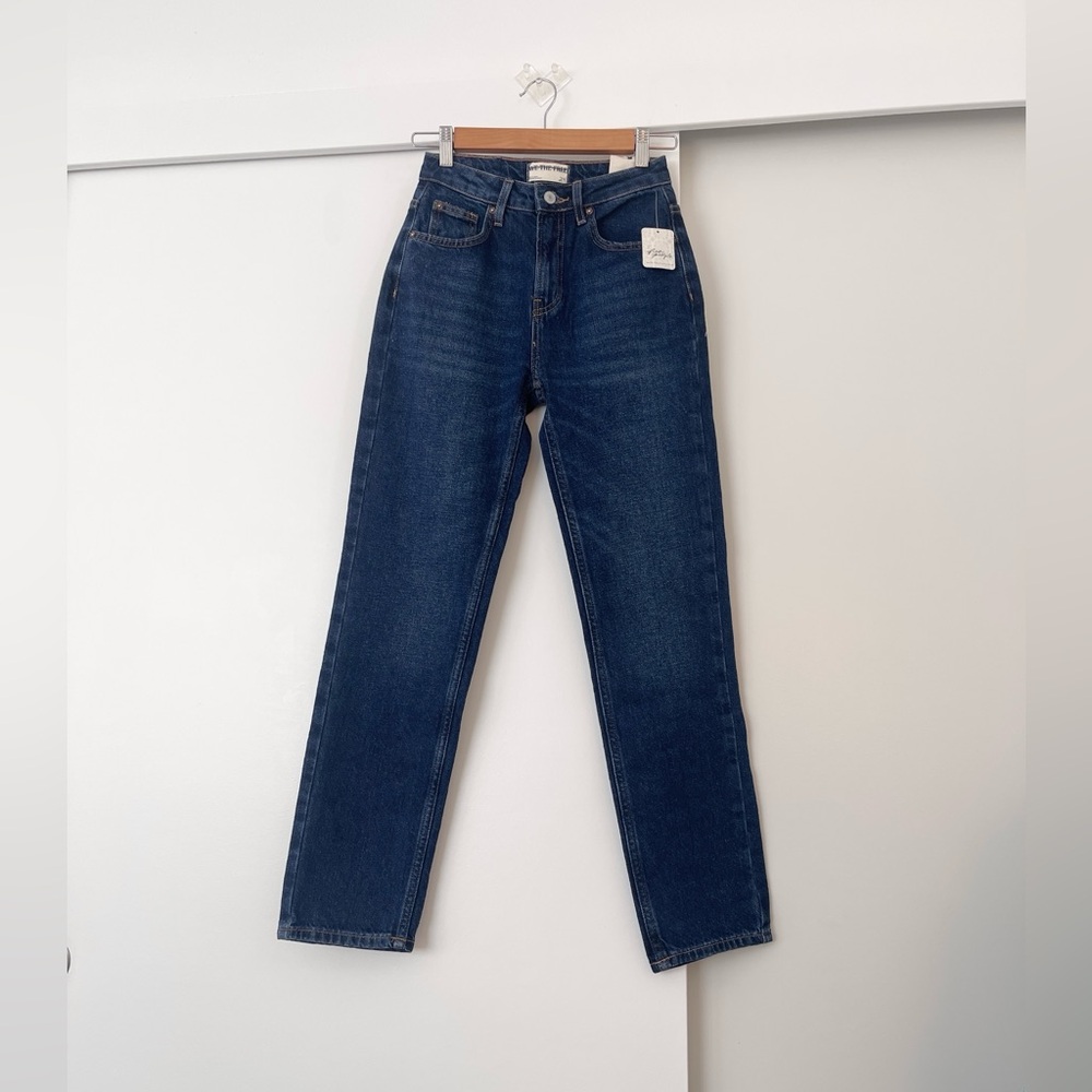 NWT Free People Dark Blue Straight Leg Jeans